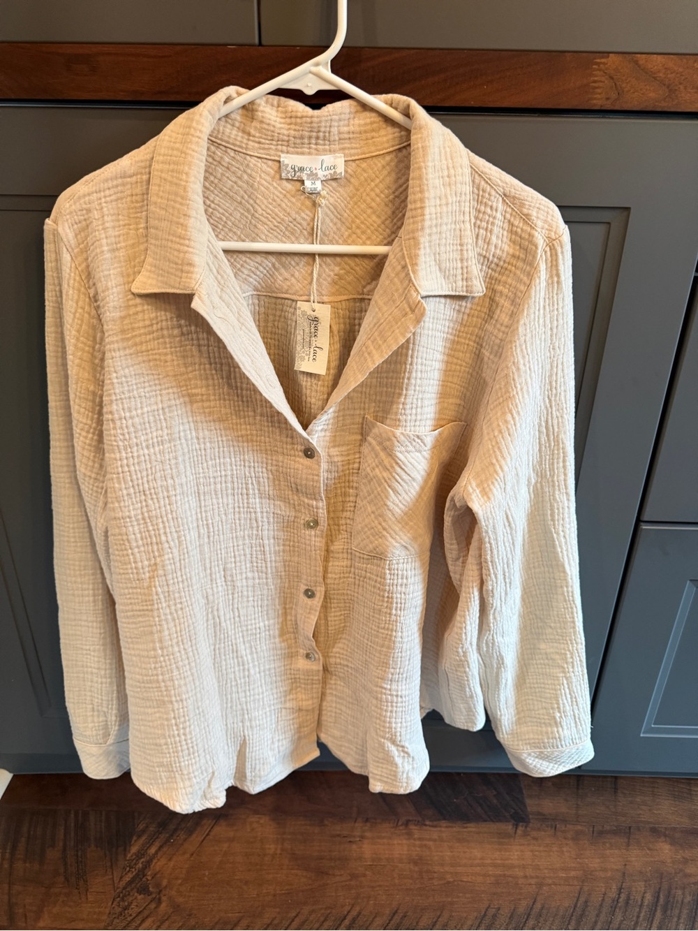 Grace & Lace Ivory Gauze Button-Front Shirt